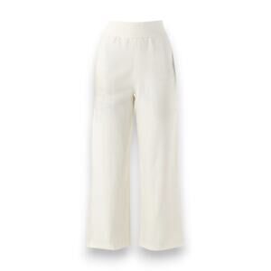WHBM Ivory High Rise Wide Leg Trousers Flare Leg USA Made Dress Pants Size 12